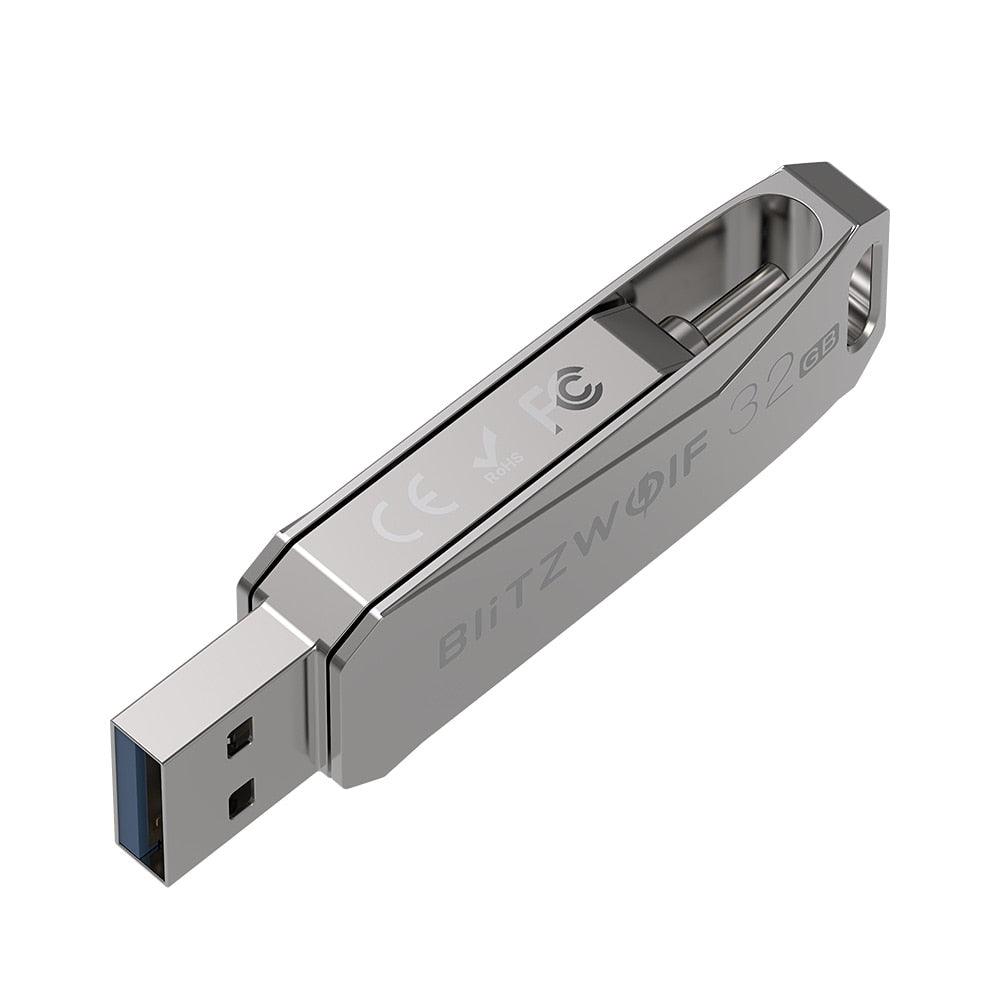 BW-UPC2 2 in 1 Type-C USB3.0 Ultra-fast Transmission 360° Rotation Zinc Alloy 32GB 64GB Support OTG USB Flash Drive (CA3)(1U52)