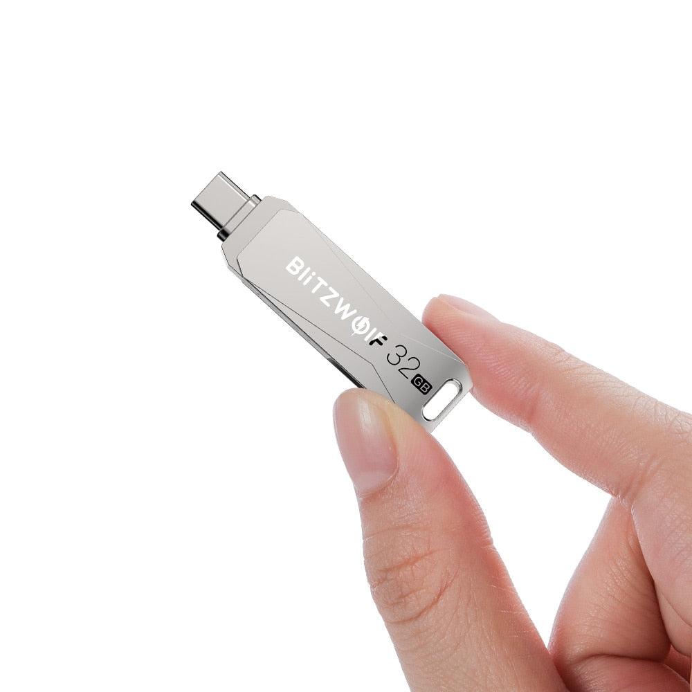 BW-UPC2 2 in 1 Type-C USB3.0 Ultra-fast Transmission 360° Rotation Zinc Alloy 32GB 64GB Support OTG USB Flash Drive (CA3)(1U52)