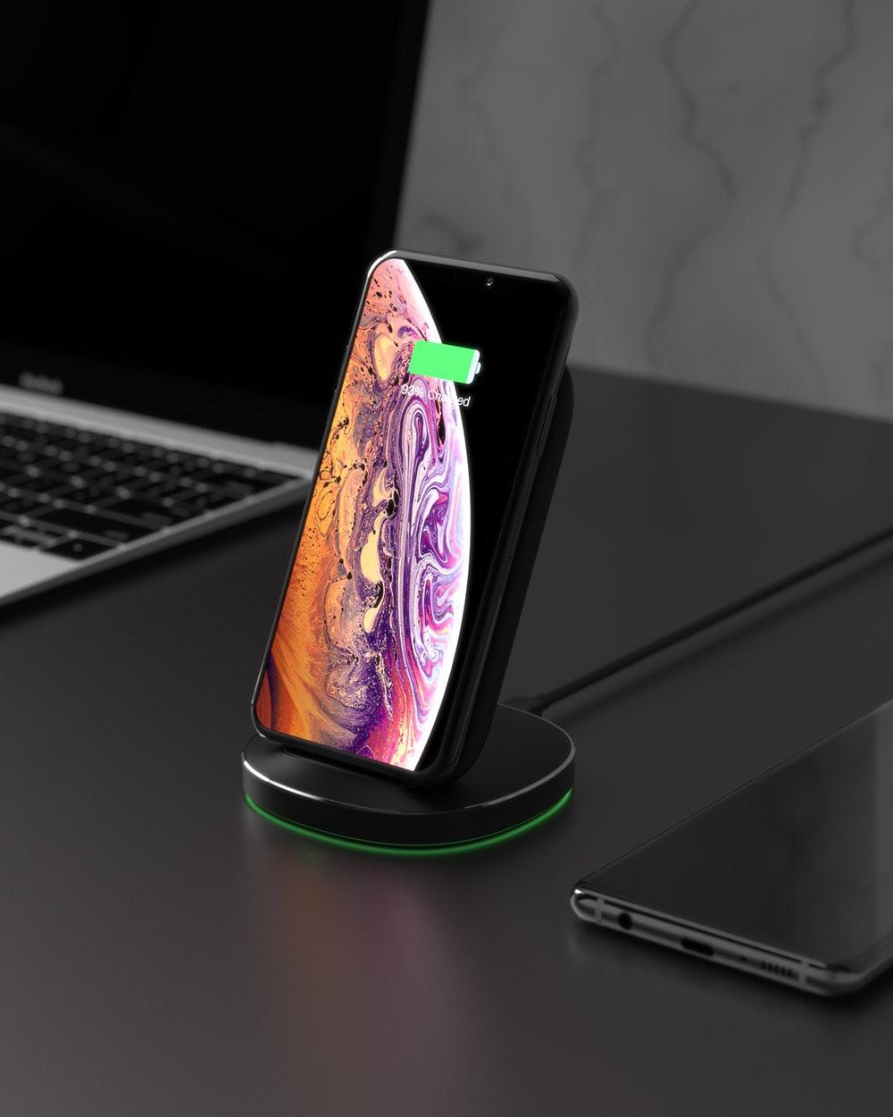 FWC6 10W 7.5W 5W Dual Coils Qi - Smart Wireless Fast Charger - Stand Holder For iPhone 12 Pro Max, Samsung, Huawei (1U104)(1LT1)