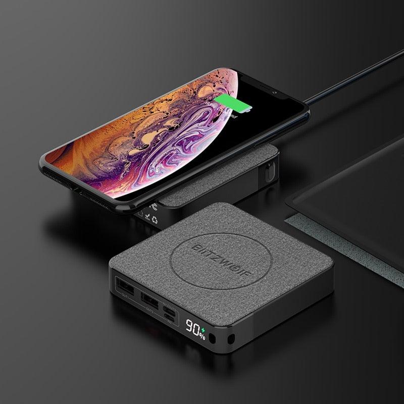 Official BW-P13 LED Display 10000mAh Power Bank - QC3.0 PD3.0 18W+15W Wireless Charger (1U104)(1LT1)(F104)