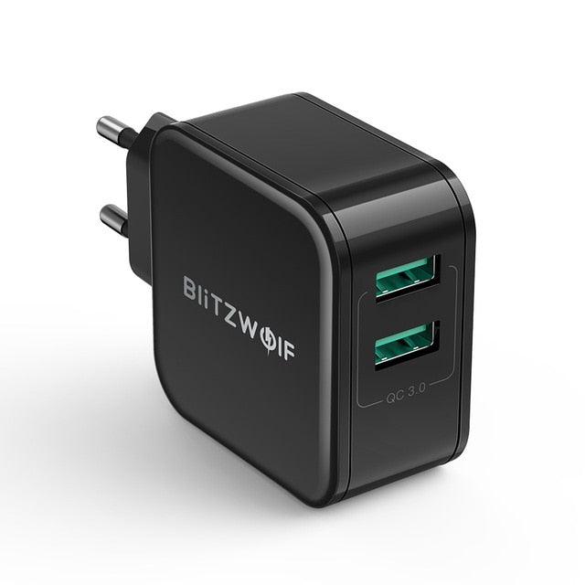 Great QC3.0+2.4A 18W Dual USB Fast Charger Port Mobile Phone EU AU Adapter - Travel Wall Charger (1U104)(1LT1)