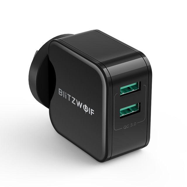 Great QC3.0+2.4A 18W Dual USB Fast Charger Port Mobile Phone EU AU Adapter - Travel Wall Charger (1U104)(1LT1)