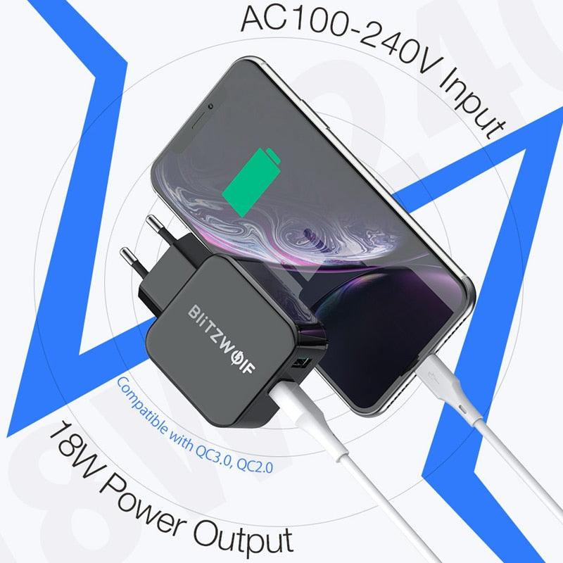 Great QC3.0+2.4A 18W Dual USB Fast Charger Port Mobile Phone EU AU Adapter - Travel Wall Charger (1U104)(1LT1)