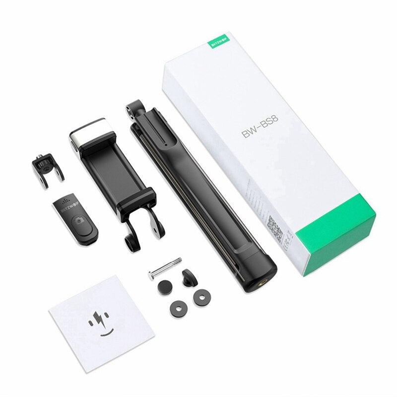 BW-BS8 LED Fill Light Selfie Stick 3 in 1 Extendable bluetooth Tripod Monopod For iPhone For Samsung Xiaomi Camera (RS)(1U50)