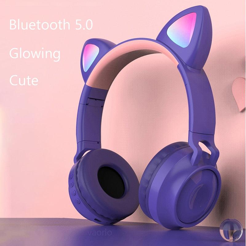 Bluetooth Headphone LED Light - Colorful HiFi Music Support TF Card With HD MIC Wireless Game Cute Headset For Children (AH2)(RS8)(F49)
