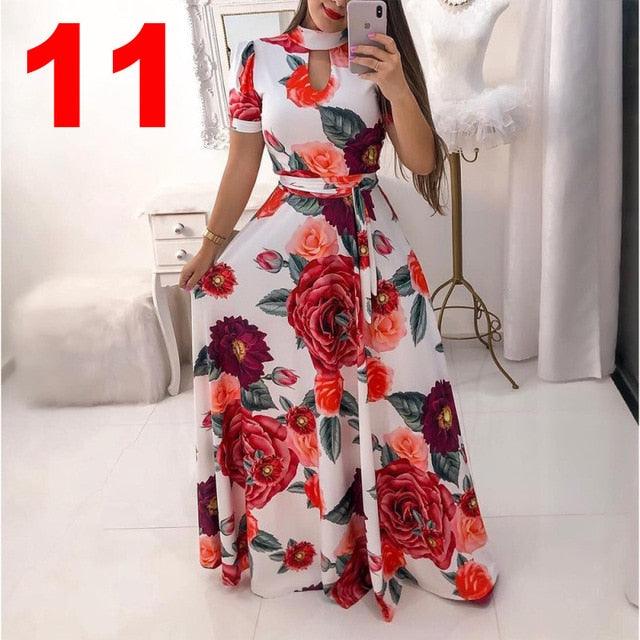 Gorgeous Women's Bohemian Floral Print Boho Long Sleeve Maxi Dresses - Slim Waist - Elegant Party Dress (BWM)(WSO3)(BCD1)(F30)(F35)