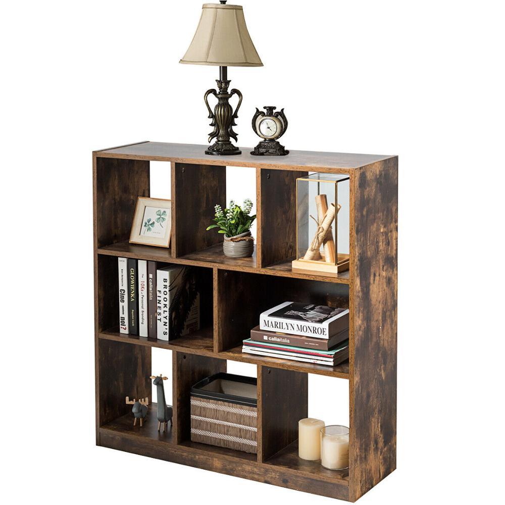 Bookcase W/Open Compartments Industrial Freestanding Bookshelf Storage Organizer (D67)(FW4)(1U67)