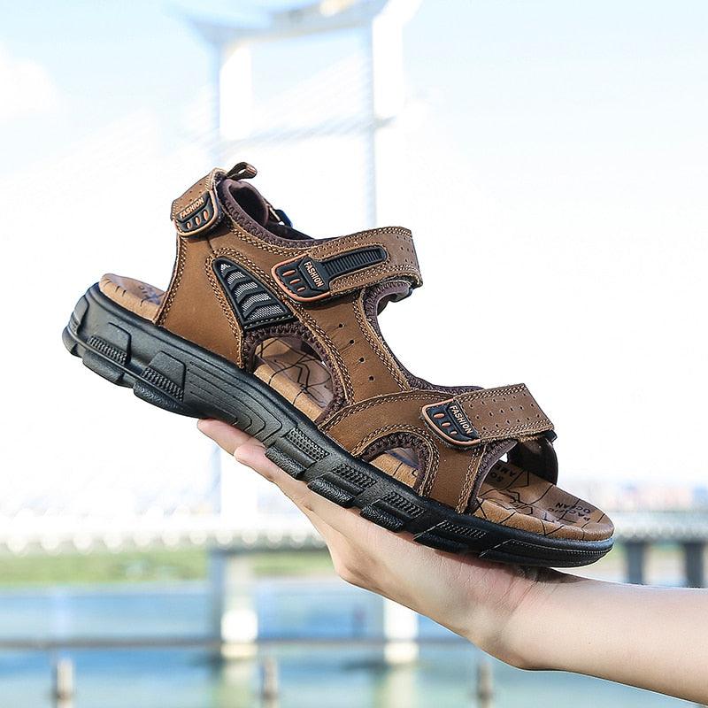 Classic Mens Sandals -Summer Genuine Leather Sandals - Outdoor Casual Lightweight Sandal (MSC6)(SS2)