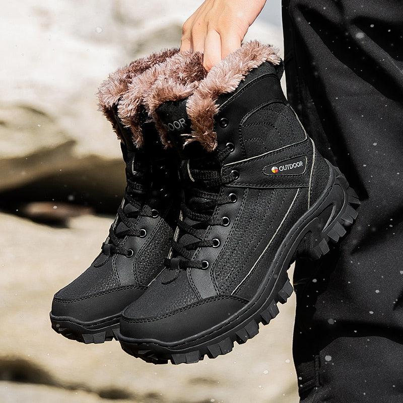 Great Brand Leather Men Boots Winter with Fur Warm Snow Boots Man Casual Outdoor Shoes High Quality Waterproof Ankle Boots Men Size (MSB1)(MSF6)(F13)(1U13)(1U16)(MSB4)