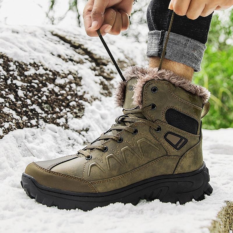 Great Brand Leather Men Boots Winter with Fur Warm Snow Boots Man Casual Outdoor Shoes High Quality Waterproof Ankle Boots Men Size (MSB1)(MSF6)(F13)(1U13)(1U16)(MSB4)