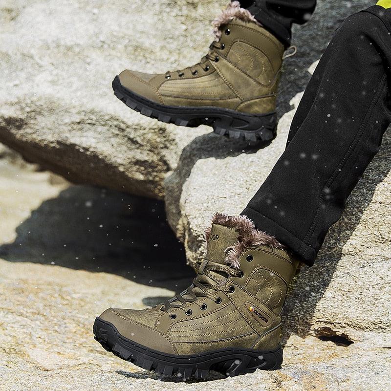 Great Brand Leather Men Boots Winter with Fur Warm Snow Boots Man Casual Outdoor Shoes High Quality Waterproof Ankle Boots Men Size (MSB1)(MSF6)(F13)(1U13)(1U16)(MSB4)