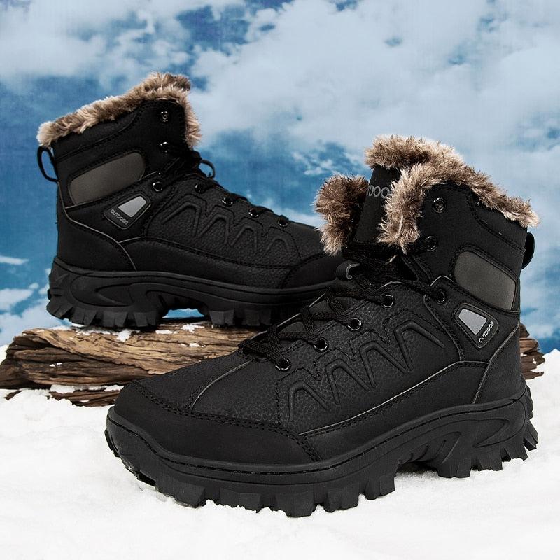 Great Brand Leather Men Boots Winter with Fur Warm Snow Boots Man Casual Outdoor Shoes High Quality Waterproof Ankle Boots Men Size (MSB1)(MSF6)(F13)(1U13)(1U16)(MSB4)