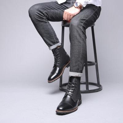 Men's Boots - Leather Outdoor Non-slip Men Ankle Boots - Classic Comfortable Men's Footwear (MSB2)(MSF6)(MSB5)(F13)