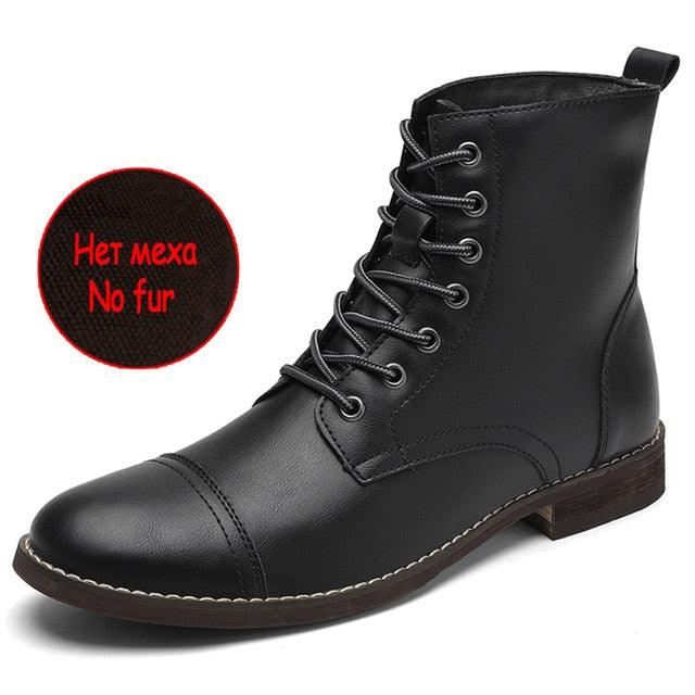 Men's Boots - Plush Warm Men's Leather Boots - Italian Style Men Boots Outdoor Ankle Boots (MSB2)(MSF6)(MSB3)(F13)