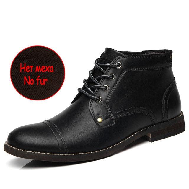 Men's Boots - Plush Warm Men's Leather Boots - Italian Style Men Boots Outdoor Ankle Boots (MSB2)(MSF6)(MSB3)(F13)