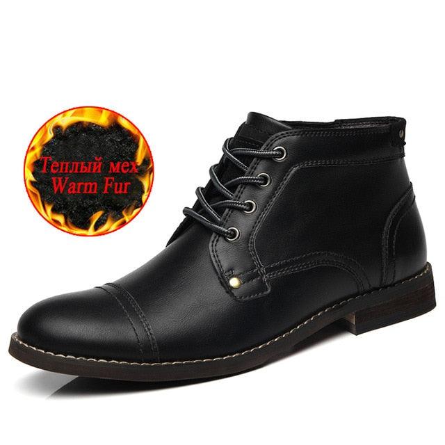 Men's Boots - Plush Warm Men's Leather Boots - Italian Style Men Boots Outdoor Ankle Boots (MSB2)(MSF6)(MSB3)(F13)