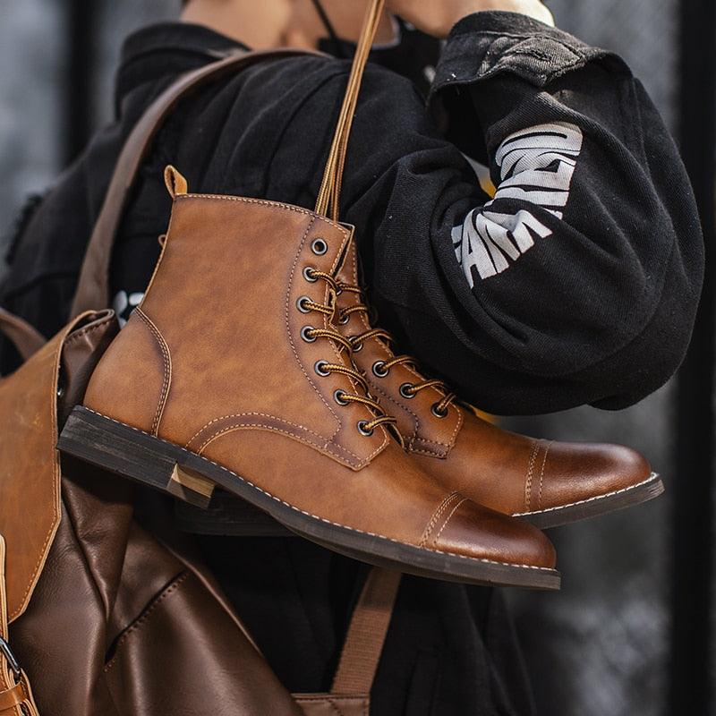 Men's Boots - Plush Warm Men's Leather Boots - Italian Style Men Boots Outdoor Ankle Boots (MSB2)(MSF6)(MSB3)(F13)