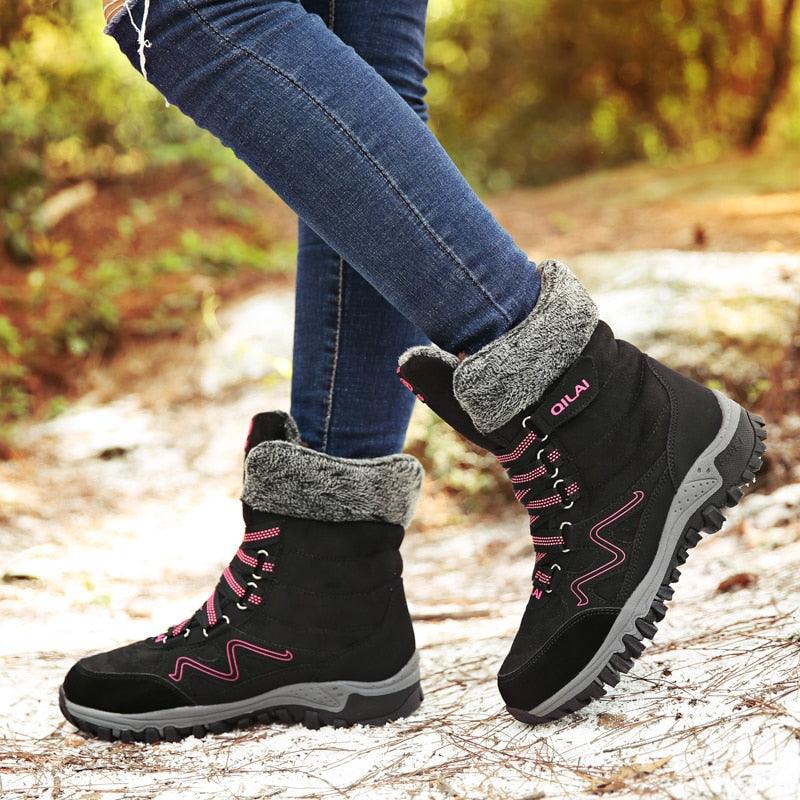 Great Women's Winter Snow Boots - Fur Women Waterproof Ankle Boots - Slip on Warm Plush Boots (D38)(D85)(BB1)(BB5)