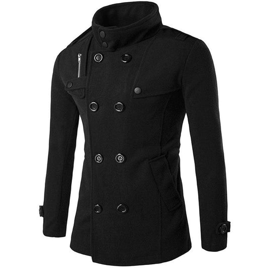 British Style Winter Coat - New Double Breasted Trench Coat - Casual Slim Fit Overcoat Jackets (D100)(TM4)(TM3)