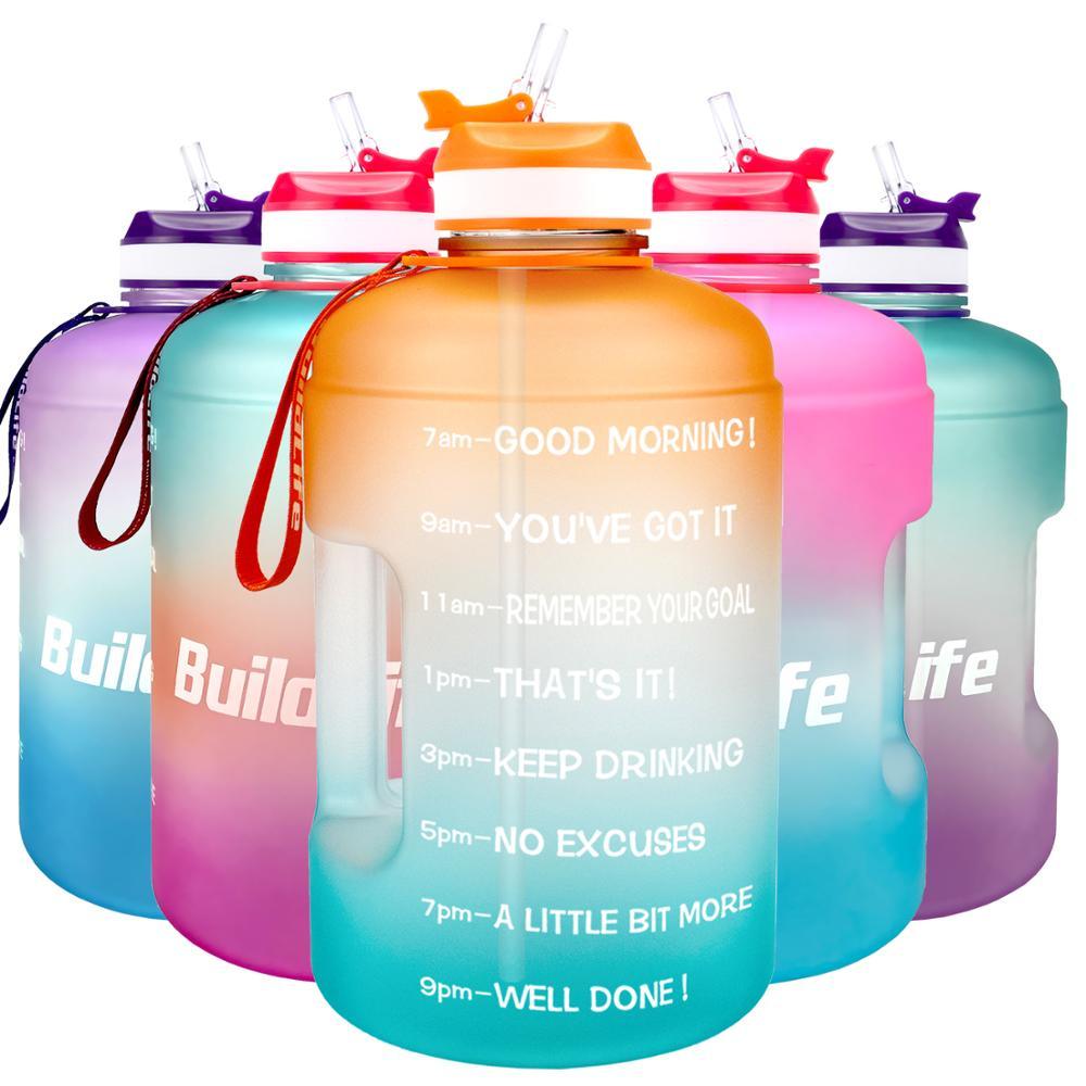 1 Gallon Water Bottle with Straw Time Marker 3.78L 2.2L 1.3L BPA Free (1AK1)