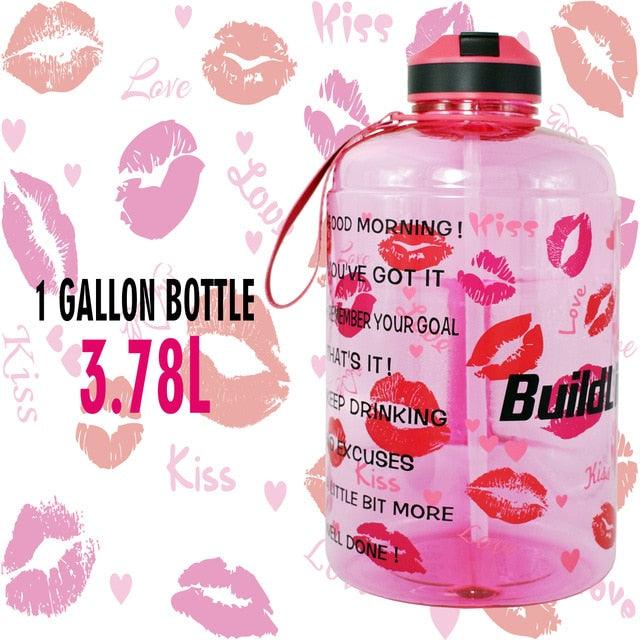 1 Gallon Water Bottle with Straw Time Marker 3.78L 2.2L 1.3L BPA Free (1AK1)