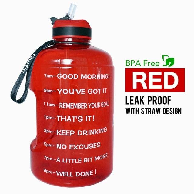 1 Gallon Water Bottle with Straw Time Marker 3.78L 2.2L 1.3L BPA Free (1AK1)