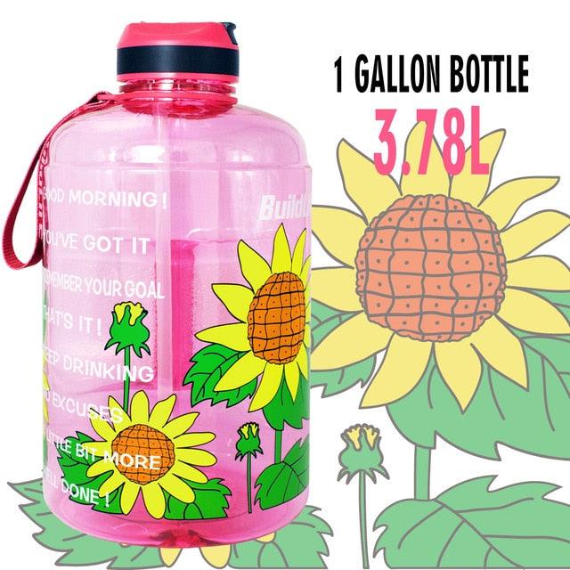 1 Gallon Water Bottle with Straw Time Marker 3.78L 2.2L 1.3L BPA Free (1AK1)