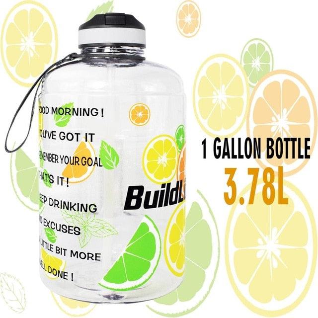 1 Gallon Water Bottle with Straw Time Marker 3.78L 2.2L 1.3L BPA Free (1AK1)