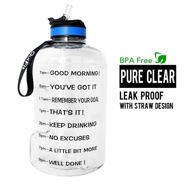 1 Gallon Water Bottle with Straw Time Marker 3.78L 2.2L 1.3L BPA Free (1AK1)