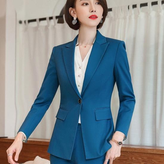 Gorgeous Business Suit Set - Fashion Host Suit - High Quality Office Women's Suit - Large Size - New Pants Set (TB5)(F20)
