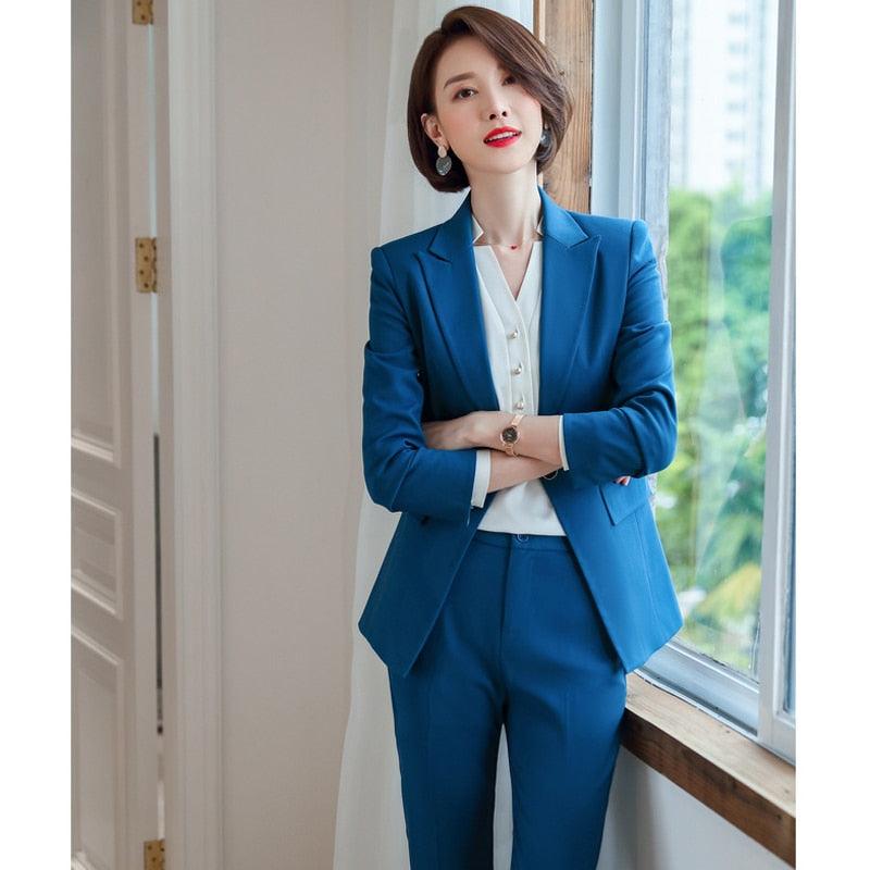 Gorgeous Business Suit Set - Fashion Host Suit - High Quality Office Women's Suit - Large Size - New Pants Set (TB5)(F20)