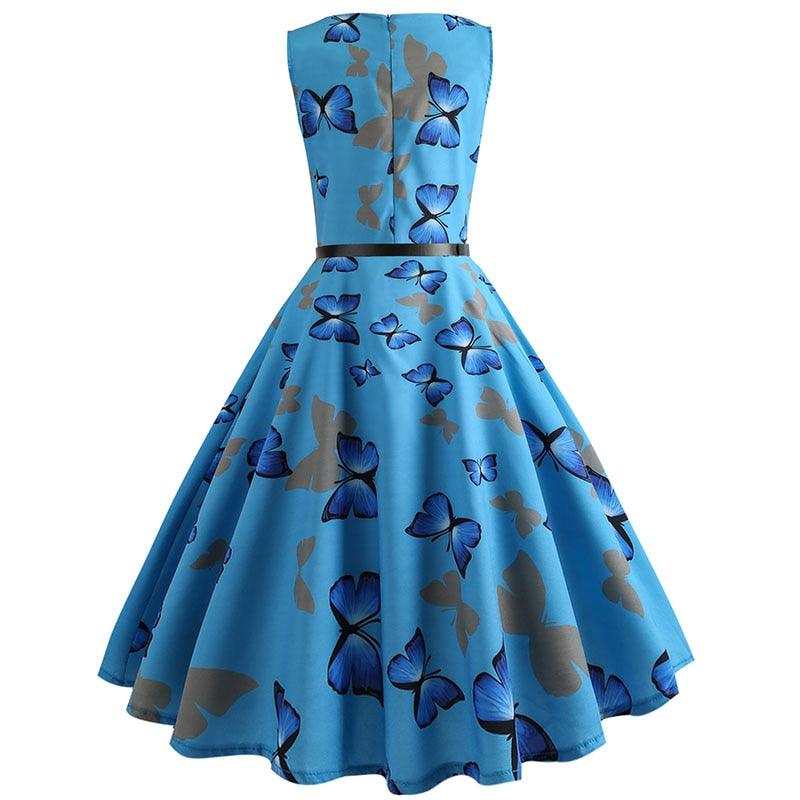 Nice Summer Dress - Women Robe Vintage Dress - Butterfly Print Big Swing - Rockabilly Pin Up Party Dresses (BWM)(WS06)(BCD1)(F30)(F35)