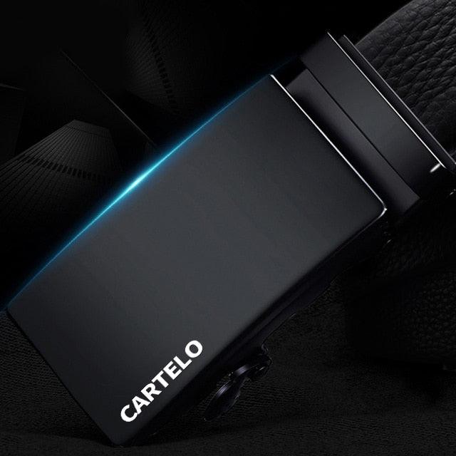 Great Leather Belts - Men's 3.5cm Width Sports Car Fashion Automatic Buckle Genuine Leather Belt (D17)(MA1)