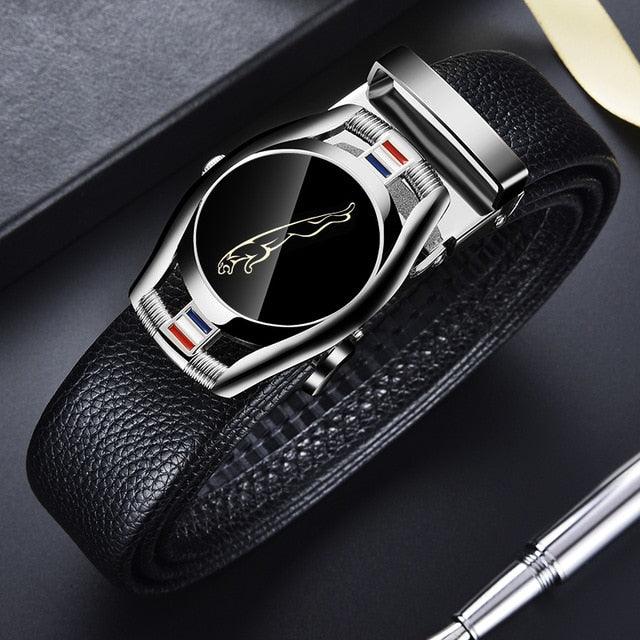 Great Leather Belts - Men's 3.5cm Width Sports Car Fashion Automatic Buckle Genuine Leather Belt (D17)(MA1)
