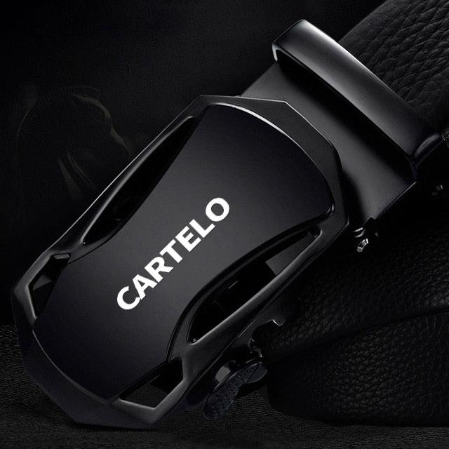 Great Leather Belts - Men's 3.5cm Width Sports Car Fashion Automatic Buckle Genuine Leather Belt (D17)(MA1)