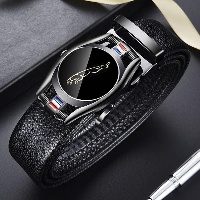 Great Leather Belts - Men's 3.5cm Width Sports Car Fashion Automatic Buckle Genuine Leather Belt (D17)(MA1)