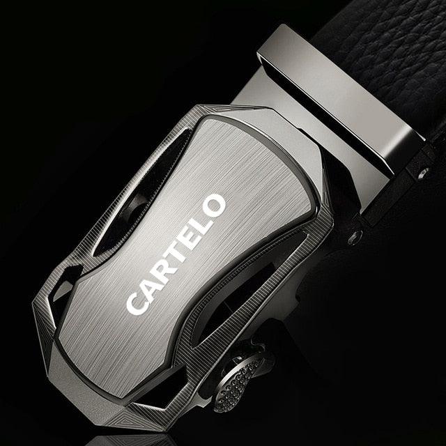 Great Leather Belts - Men's 3.5cm Width Sports Car Fashion Automatic Buckle Genuine Leather Belt (D17)(MA1)
