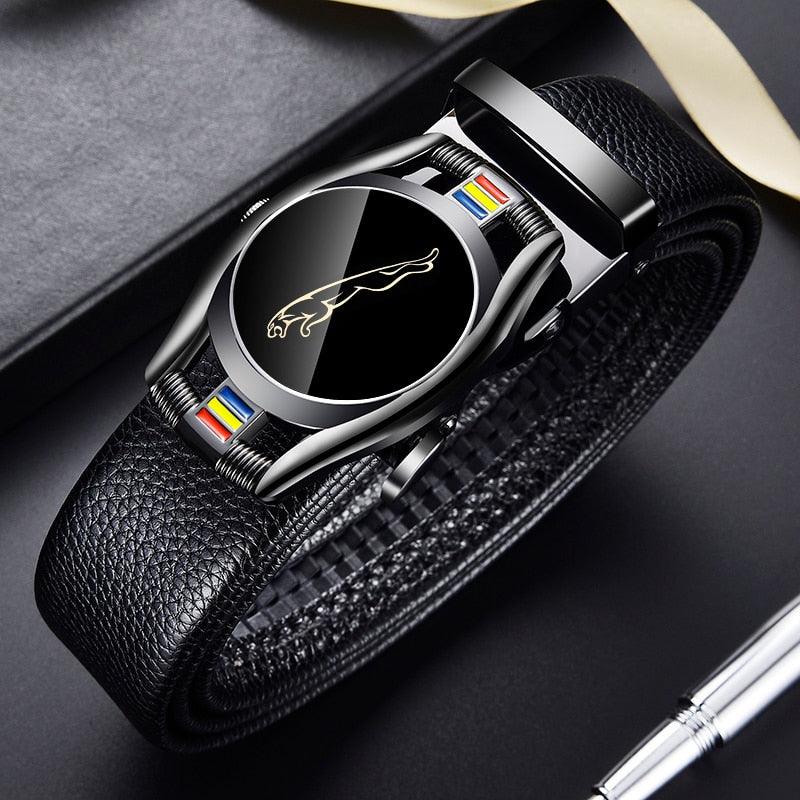 Great Leather Belts - Men's 3.5cm Width Sports Car Fashion Automatic Buckle Genuine Leather Belt (D17)(MA1)