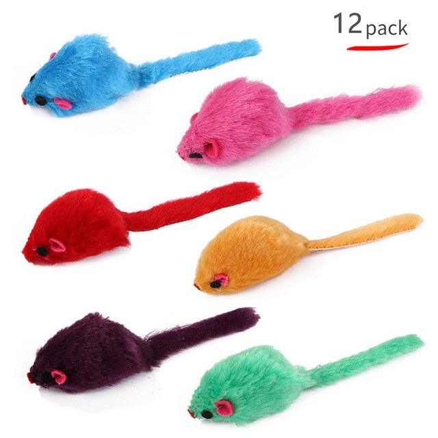 12 Pcs/set Pet Cat Toys Set - Funny Mouse Animal Toy Pet Training Interactive Bite Cats Squeaky Toys (D75)(8W3)