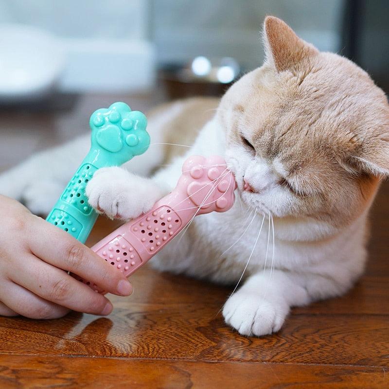 Cute Pet Cats Chew Bite Toys - Cat Foot Shape Cleaning Teeth Toys - Toothbrush Relieve Anxiety Pet Supplies (8W3)(F75)