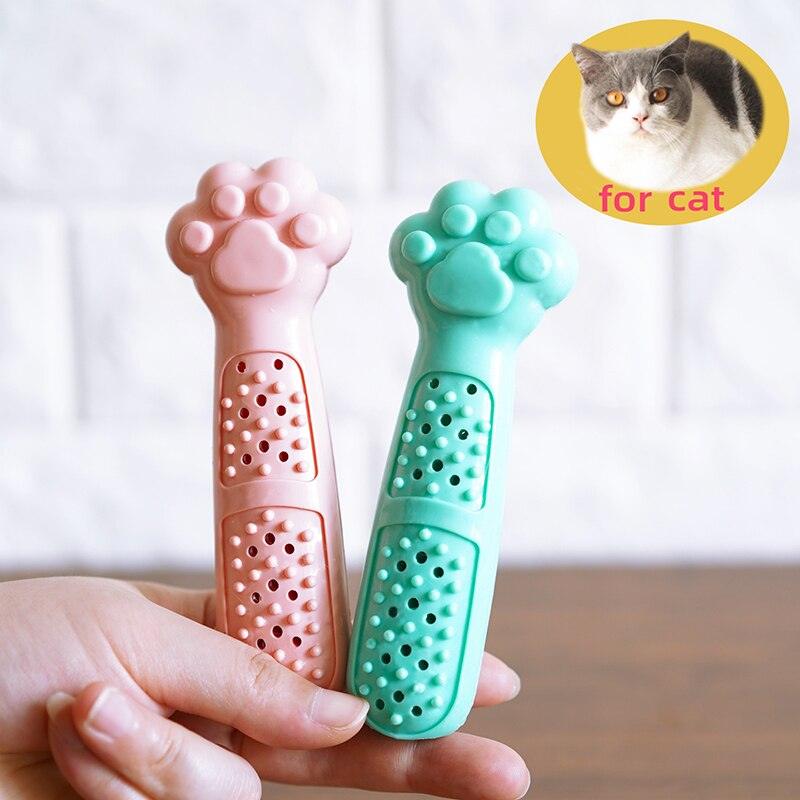 Cute Pet Cats Chew Bite Toys - Cat Foot Shape Cleaning Teeth Toys - Toothbrush Relieve Anxiety Pet Supplies (8W3)(F75)