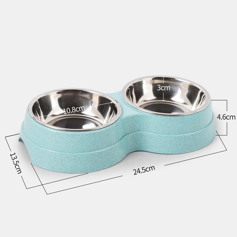 Cool Feeder Drinking Bowls for Dogs Cats Pet Food Bowl Solid Round Two-in-one Plastic Stainless Steel Bowl (2W4)