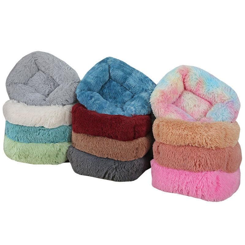 Soft Pet House Dog Bed -Coral Fleece Square Solid Color Warm Pet Beds (6W3)(4W3)(F74)