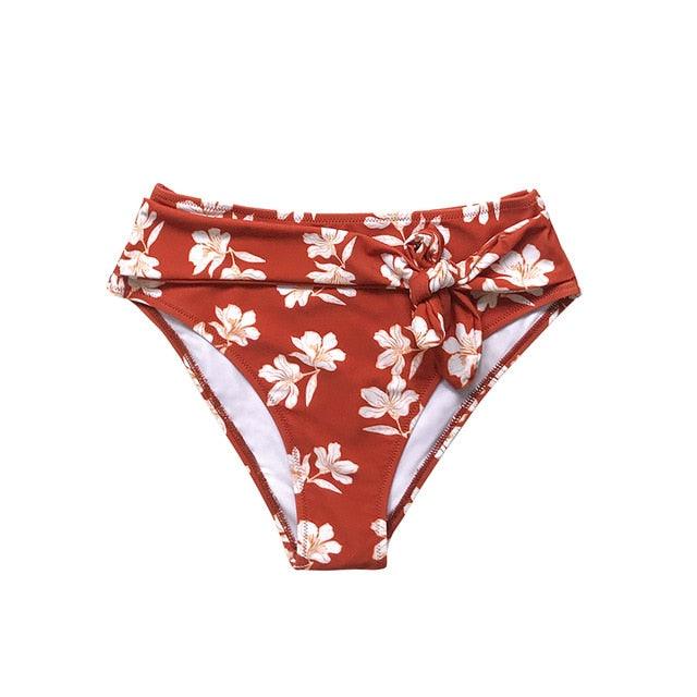 Hot Mini Floral Belted Middle-Waisted Bikini Bottom - Women Sexy Single Panties Briefs (D28)(TSP4)(TB8D)(TSP1)(TSP3)
