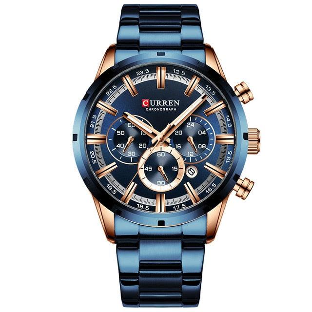 Great Blue Wristwatch - Men's Watches - Luxury Leather Sport Quartz Watch (2MA1)(F84)