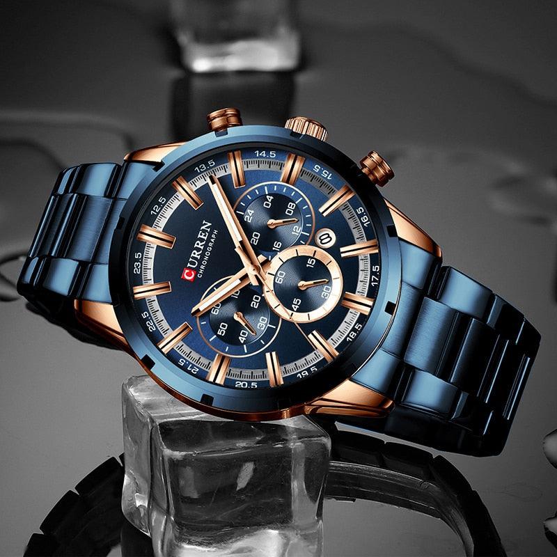 Great Blue Wristwatch - Men's Watches - Luxury Leather Sport Quartz Watch (2MA1)(F84)