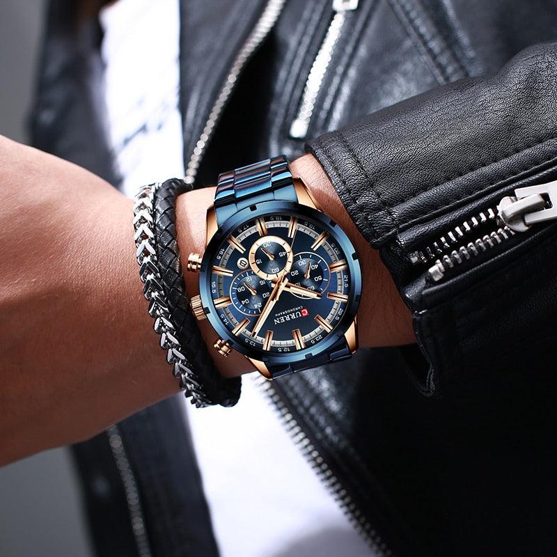 Great Blue Wristwatch - Men's Watches - Luxury Leather Sport Quartz Watch (2MA1)(F84)