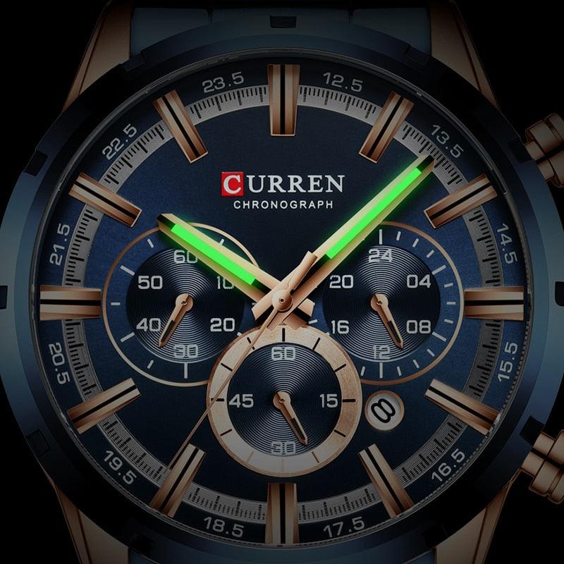 Great Blue Wristwatch - Men's Watches - Luxury Leather Sport Quartz Watch (2MA1)(F84)