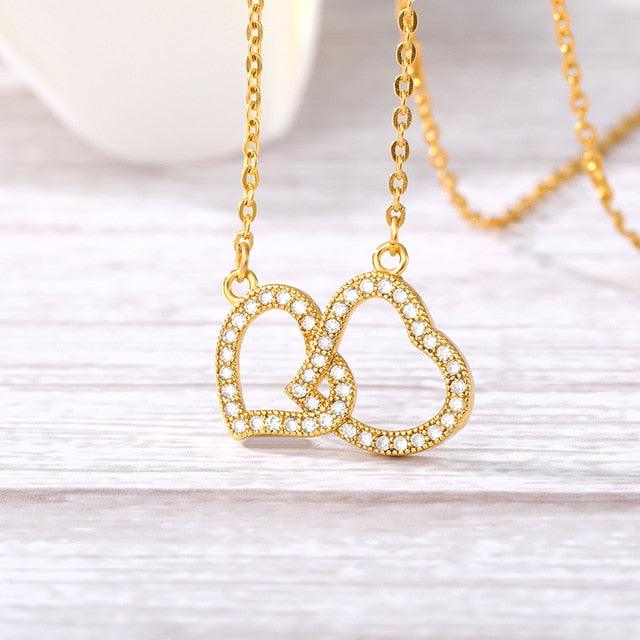 Gorgeous Double Heart Necklaces - Women Love Pendants Jewelry (2U81)