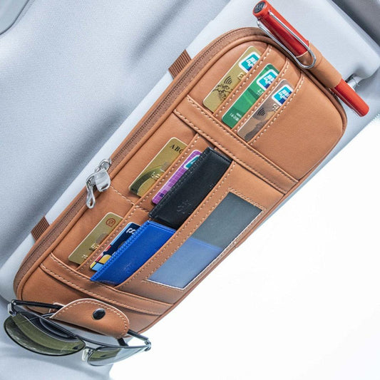 Car Auto Sun Visor Point Pocket Organizer - Pouch Bag Card Glasses Storage Holder (1U89)